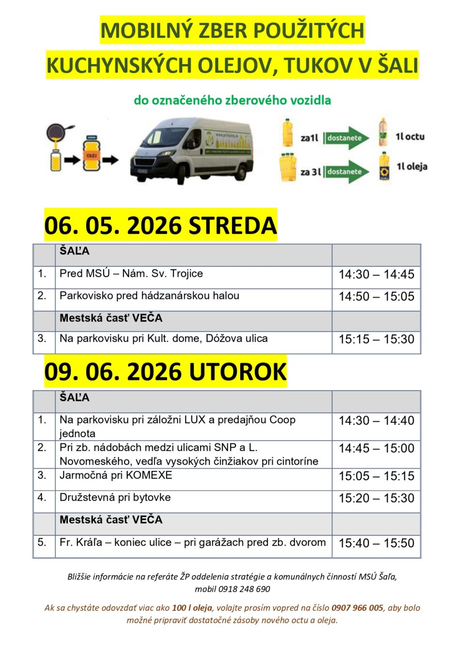 MOBILNÝ ZBER OLEJOV A TUKOV