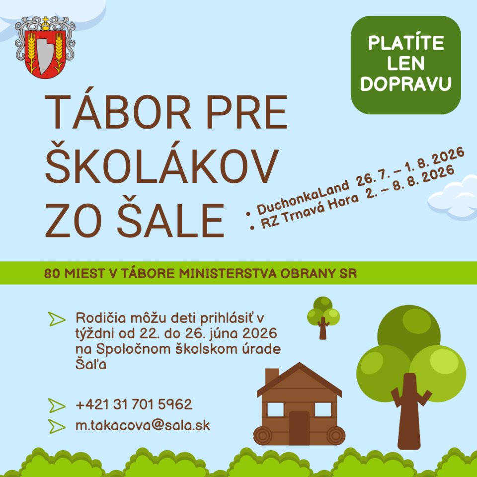 Až 80 detí zo Šale si môže užiť letný tábor Ministerstva obrany takmer zadarmo