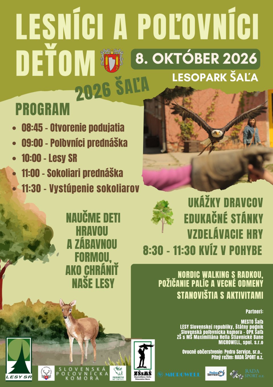 Lesníci a poľovníci deťom 2026 – Lesopark ožije ukážkami dravcov a detským smiechom