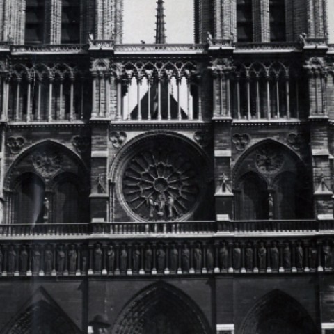 Rodičia pred katedrálou Notre Dame